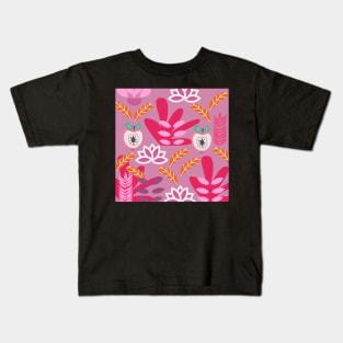 Apples and flowers in shades of pink Kids T-Shirt